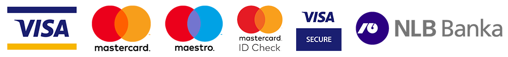 Visa, Mastercard, Maestro, Mastercard ID Check, Visa Secure, NLB Banka